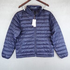 NWT Quince Lightweight Down Puffer Jacket L Full Zip Packable Navy 700+ Fill